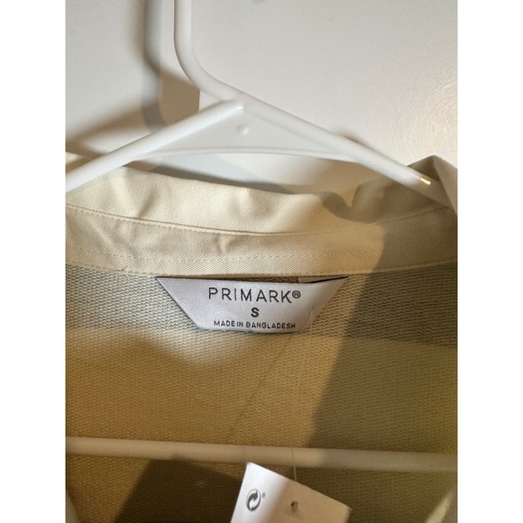 Primark Womens Oversized Long Sleeve Striped Rugby Shirt Green Cream Collared S - Picture 3 of 4